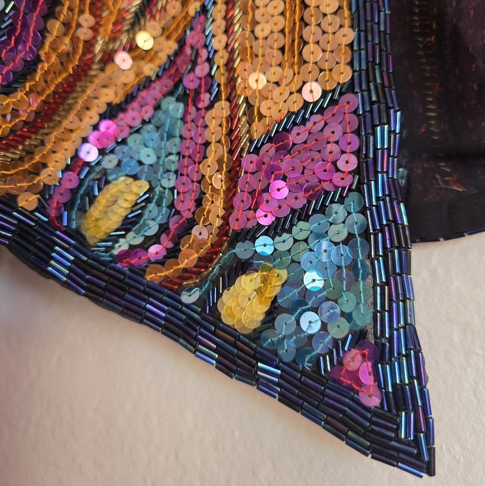 ❤️‍🔥1970's Fire & Flames Sequined Bolero Cropped Evening Jacket By JACK BRYAN🔥 - Picture 6 of 16